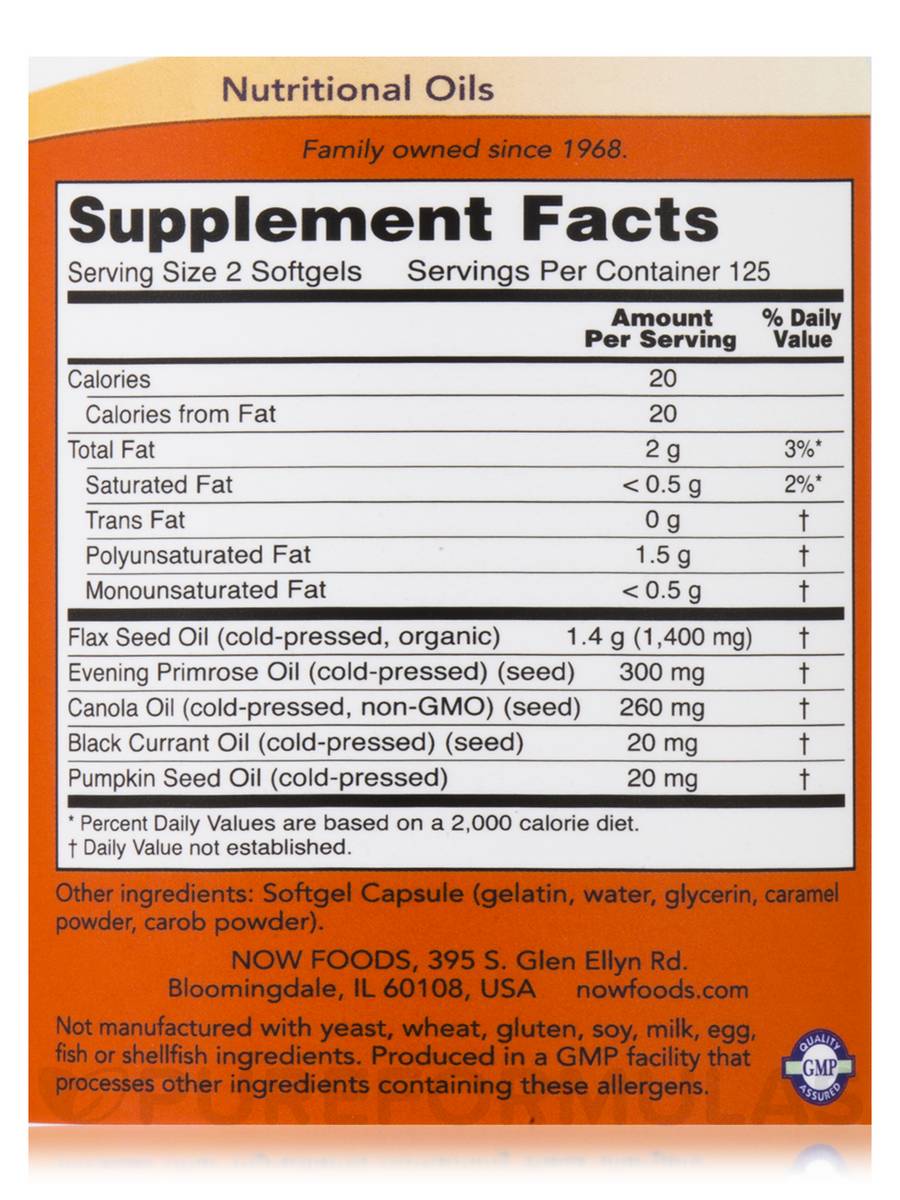 NOW Omega 3-6-9 1000 mg facts